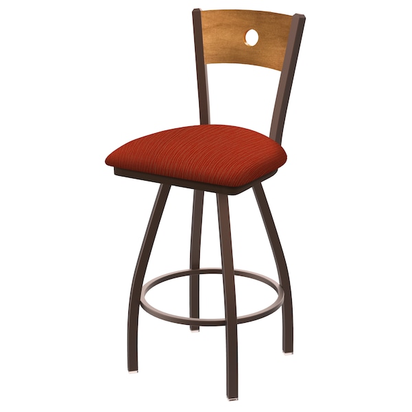 36" Swivel Counter Stool, Black Wrinkle, Med Back, Graph Poppy Seat